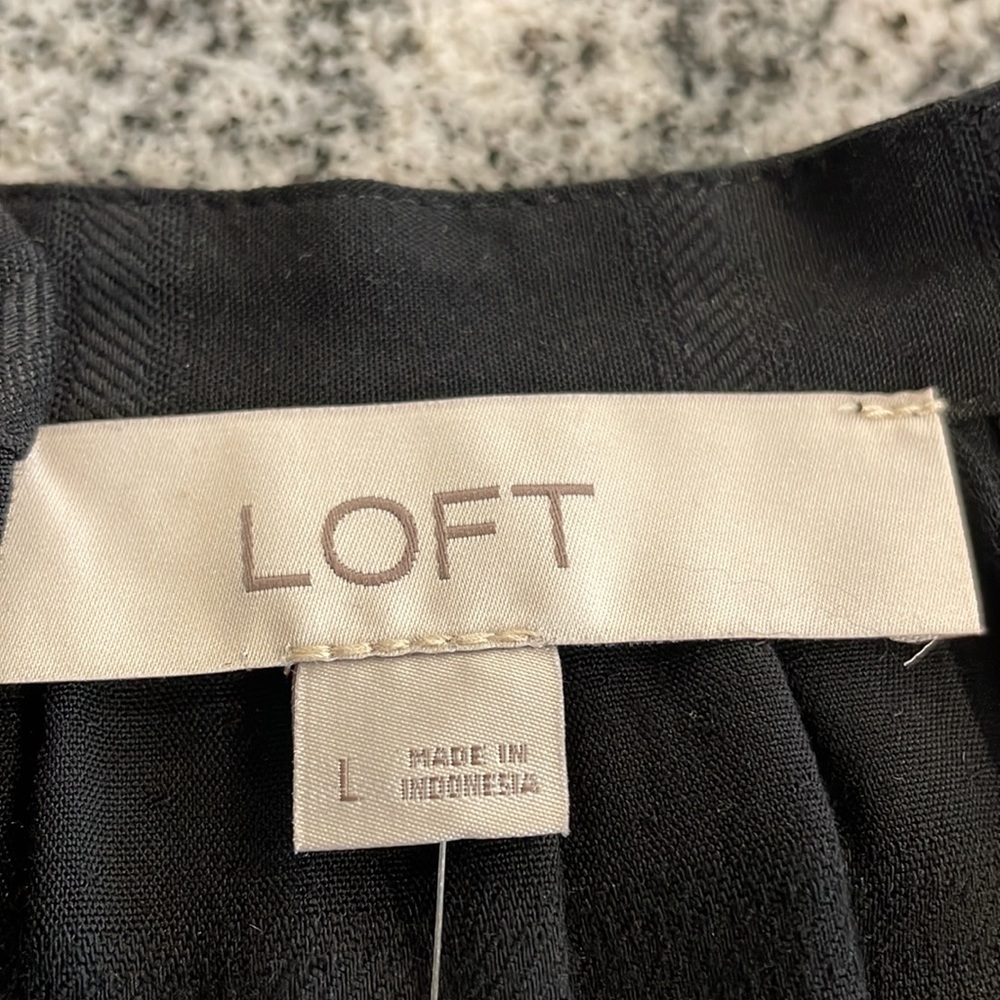 NWT LOFT Black Stitch-Detail Textured Stripe Button-Up Long Sleeve Tunic Top - Picture 10 of 12